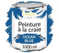 Creative Deco Peinture à la Craie Bleu Océan | 1L | Mat et Lavable | Peinture Bois | Peinture Meuble Bois | Idéal pour Rénovation de Meubles | Chalk Paint | Ardoise Craie