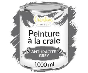 Creative Deco Peinture à la Craie Gris Anthracite | 1L | Mat et Lavable | Peinture Bois | Meuble | Idéal pour Rénovation | Chalk Paint Grise | Ardoise Craie