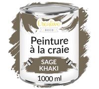 Creative Deco Peinture à la Craie Kaki | 1L | Mat et Lavable | Peinture | Bois | Peinture Meuble Bois | Idéal pour Rénovation de Meubles | Chalk Paint | Ardoise Craie | Peinture Mur Interieur