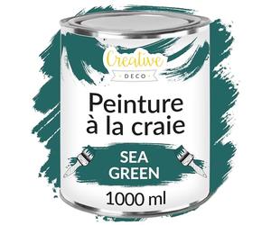 Creative Deco Peinture à la Craie Vert d'eau | 1L | Mat et Lavable | Peinture Bois | Meuble | Idéal pour Rénovation | Chalk Paint | Ardoise Craie