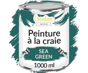 Creative Deco Peinture à la Craie Vert d'eau 1L Mat et Lavable Peinture Meuble Bois Vert d'eau G