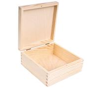 Creative Deco Petite Boite de Rangement Noel en Bois Non Peint | 16,2 x 16,2 x 7,2 cm | Coffret Carrée avec Couvercle | Boite a Bijoux pour Souvenirs Noël, Cartes, Stockage, Photos, Bibelot