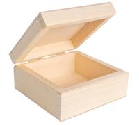 Creative Deco Petite Boîte en Bois Naturel 10 x 10 x 5 cm (+/-0,5 cm) Coffret à Bijoux Beige G