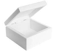 Creative Deco Petite Boîte en Bois Blanc avec Couvercle | 10 x 10 x 5 cm (+/-0,5 cm) | Coffret Souvenirs Enfants | Boite à Bijoux | Boîte Cadeau | Naturel Non-Peint | Décoration et Rangement