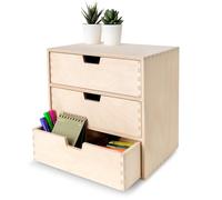 Creative Deco Petite Commode Bois | 3 Tiroir | 28,5 x 20 x 28,5 cm | Organisateur Bureau | Rangement Bureau | Organiseur Bureau | Petit Meuble Rangement | Rangement bureau organisateur | Accessoire