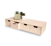 Creative Deco Petite Commode Bois | 4 Tiroir | 56 x 20,5 x 10 cm | Organisateur Bureau | Rangement Bureau | Organiseur Bureau | Petit Meuble Rangement | Rangement bureau organisateur