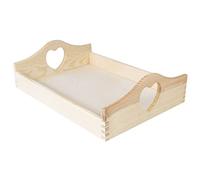 Creative Deco Plateau de Service en Bois | 35 x 25 x 10,5 cm | Grande et Rectangulaire avec Poignées Cœur | Pour Repas, Lit et Petit-Déjeuner
