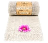 Creative Deco Ruban Chemin de Table Toile de Jute | 20cm x 10m Rouleau Blanc | Décoration Mariage | Toile de Jute Rouleau | Chemin de Table Jute | Deco Table Noel | Deco Mariage