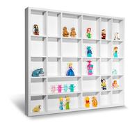 Creative Deco Vitrine Murale Petite Etagere Bois Blanche | 28 Compartiments | 44,5 x 40 x 3cm | Vitrine pour Collection | Petit Meuble de Rangement | Bureau et Bibliotheque | Vitrine Salon Figurine