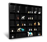 Creative Deco Vitrine Murale Petite Etagere Bois Noire | 28 Compartiments | 44,5 x 40 x 3cm | Vitrine pour Collection | Petit Meuble de Rangement | Bureau et Bibliotheque | Vitrine Salon Figurine