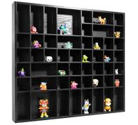 Creative Deco Vitrine Murale Petite Etagere Bois Noire | 51 Compartiments | 52 x 46 x 5 cm | Vitrine pour Collection | Petit Meuble de Rangement | Bureau et Bibliotheque | Vitrine Salon Figurine