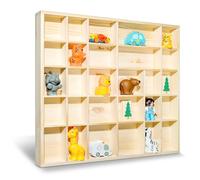 Creative Deco Vitrine Murale Petite Etagere Bois Non Peinte | 28 Compartiments | 44,5 x 40 x 3cm | Vitrine pour Collection | Petit Meuble de Rangement | Bureau et Bibliotheque