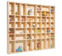 Creative Deco Vitrine Murale Petite Etagere Bois Non Peinte | 51 Compartiments | 52 x 46 x 5 cm | Vitrine pour Collection | Petit Meuble de Rangement | Bureau et Bibliotheque