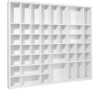Creative Deco Vitrine Plateau Étagère Bois Blanc| 51 Compartiments | 52 x 46 x 5 cm | Rangement Bijoux Armoire Tiroir | Organisateur