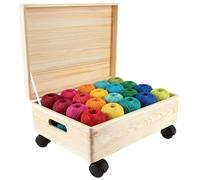 Creative Deco XL Boite Rangement en Bois à Décorer | 40 x 30 x 14 cm (+/- 1 cm) | avec Couvercle et Poignées | avec Roulettes | Boîte Caisse Malle Coffre Outil | BRUT ET NON PONCÉ