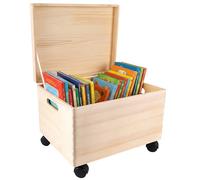 Creative Deco XXL Boite Rangement en Bois à Décorer | 40 x 30 x 24 cm (+/- 1 cm) | avec Couvercle | avec roulettes | Boîte Grande Caisse Coffre Malle Outil | Brut ET Non PONCÉ