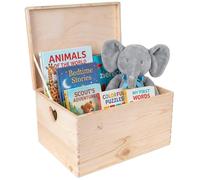 Creative Deco XXL Grande Boîte en Bois avec Couvercle à Décorer | 40 x 30 x 24 cm (+/- 1cm) | Non peint | Poignées Forme de Cœur | Boîte en Bois pour Jouets, Outils | BRUT & NON PONCÉ