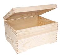 Creative Deco XXL Grande Coffre Boite Noel Rangement en Bois | 40 x 30,5 x 24 cm | avec Couvercle et Sans Poignées | Non-Peint et Non-Fini | Organiseur Bureau Boîte, Malle, Caisse Noël