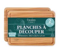 Planche à découper - CREATIVE HOME - Réversible - Bois de hêtre - 30,5 x 22,5 x 1,2 cm - Naturel