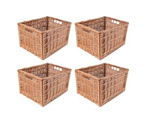 Creative Home 4X Panier de Rangement en Osier 40 x 30 x 24 cm (+/- 1cm) | Boite Rangement Osier | Panier Osier Rangement Salle de Bain | Petit Panier Tressé | Corbeille Rectangulaire | Paniere Maison