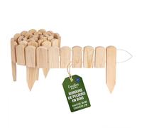 Creative Home Bordure de Pelouse en Bois 200 x 10 cm (L x H) Naturel | Clôture de Jardin Flexible 10cm Hauteur | à Fixer par Piquetage | Idéal comme Bordure pour Parterre de Fleurs ou Clôtures