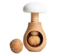 Creative Home Casse Noix Casse-Noisette en Bois Blanc | Broyeur Manuel pour la Cuisine | 10 x 7 cm | Forme de Champignon | Hêtre Naturel | avec Mécanisme à Vis | Solide et Durable