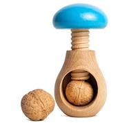Creative Home Casse Noix Casse-Noisette en Bois Bleu | Broyeur Manuel pour la Cuisine | 10 x 7 cm | Forme de Champignon | Hêtre Naturel | avec Mécanisme à Vis | Solide et Durable