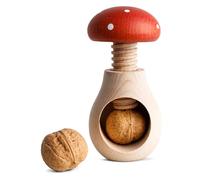 Creative Home Casse Noix Casse-Noisette en Bois | Broyeur Manuel pour la Cuisine | 10 x 6 cm | Forme de Champignon | Rouge avec Point Blanc Hêtre | Naturel | avec Mécanisme à Vis | Design
