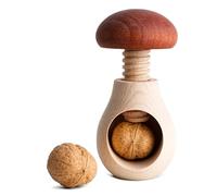 Creative Home Casse Noix Casse-Noisette en Bois | Broyeur Manuel pour la Cuisine | 10 x 6 cm | Forme de Champignon | Hêtre Naturel | avec Mécanisme à Vis | Solide et Durable