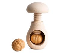 Creative Home Casse Noix Casse-Noisette en Bois Naturel | Broyeur Manuel pour la Cuisine | 10 x 7 cm | Forme de Champignon | Hêtre Naturel | avec Mécanisme à Vis | Solide et Durable
