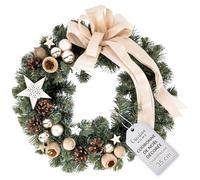 Creative Home Couronne de Noël Couleur Champagne | Diamètre 35 cm | Couronne de Porte | Decoration Noel Exterieur | Couronne de Noel Porte | Décoration Noel | Couronne de Noël Porte | Noel Decoration