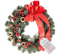 Creative Home Couronne de Noël Rouge | Diamètre 35 cm | Couronne de Porte | Decoration Noel Exterieur | Couronne de Noel Porte | Décoration Noel | Couronne de Noël Porte | Noel Decoration