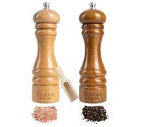 Creative Home Duo Moulin a Poivre et Sel Manuel en Bois | Inclus Mini Cuillère | Hauteur 18 cm | Salière et Poivrière de Cuisine | Hêtre Naturel