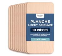Creative Home Ensemble de 10 planches de découpe en hêtre clair | 22,1 x | Planches en Bois Légères Sélectionnées | Planche à Découper Réversible | Planche de Petit-Déjeuner pour Pain