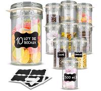 Creative Home Lot de 10 Bocaux en Verre 500ml