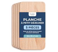 Creative Home Lot de 5 planches à découper en bois de hêtre 23,9 x 15 cm | Planches de service en bois | Planche à découper réversible | Planche de petit-déjeuner pour pain, viande et légumes