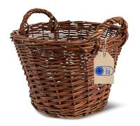 Creative Home Panier à Bois en Osier avec Poignées | Grand ø 35 cm | Marron foncé | Tissé à la main | Panier de Cheminée Panier Cadeau | Polyvalent et Durable