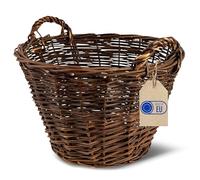 Creative Home Panier à Bois en Osier avec Poignées | Grand ø 40 cm | Marron foncé | Tissé à la main | Panier de Cheminée Panier Cadeau | Polyvalent et Durable
