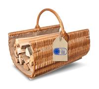 Creative Home Panier à Bois pour Cheminée Panier en Osier | avec Poignée et Jute | Ovale 60 x 45 x 50 cm (+/-2cm) | Brun Naturel | Tissé à la Main | Polyvalent