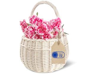 Creative Home Petit Panier de Pâques en Osier Blanc | 22 x 22 x 26 cm (+/- 2 cm) | Panier avec anse | Tissé à la main | Panier cadeau | Panier fruits