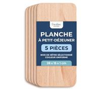 Creative Home Planche à découper en bois de hêtre, lot de 5 pièces | Planche à découper réversible pour pain, viande, légumes et apéritifs, planche à découper et plateau de service, bois naturel