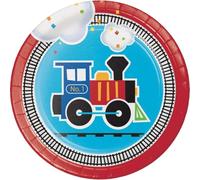 Creative Party PC322204 Lot de 8 assiettes à déjeuner en papier Motif train Multicolore