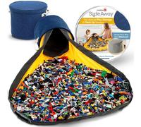 Creative QT SlideAway Toy Storage Basket and Play Mat - Disponible en plusieurs motifs - Tall by 15 pouces de diamètre - Heather Navy Toy Basket