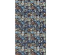 Creative, rideau imprimé mosaïque carrés en bois couleur bleue 140x245 cm, 1 part Multicolore G