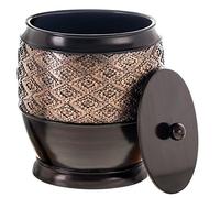 Creative Scents Dublin - Petite poubelle avec couvercle - Corbeille décorative en résine durable pour couches et papiers de salle de bain (marron)