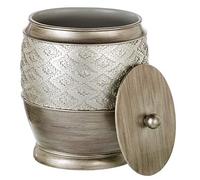 Creative Scents Dublin Poubelle de salle de bain avec couvercle - Petite poubelle décorative en résine pour couches/papier (argent brossé)