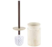 Creative Scents Ensemble Brosse WC Rustique et Support - Brosse de Nettoyage pour Cuvette de Toilette Beige avec poignée en métal Robuste - Brosse à Poils Longs et Support - Décoration Rustique de