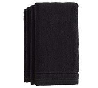 Creative Scents Lot de 4 Petites Serviettes en Coton éponge Extra absorbantes et Douces pour Salle de Bain, Salle d'eau, Cadeau d'invités et de Pendaison de crémaillère (Noir)