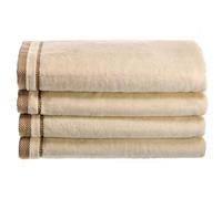 Creative Scents Lot de 4 Serviettes de Toilette en Velours 100% Coton - 27,9 x 45,7 cm - Serviettes décoratives, Extra absorbantes et Douces, idéales pour Salle de Bain et Salle d'eau (crème avec