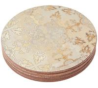 Creative Tops Ensemble de sous-Verres avec Dos en liège et Motif imprimé « Gold Impressions », Ronds, dorés/Gris, 12 cm, Lot de 4